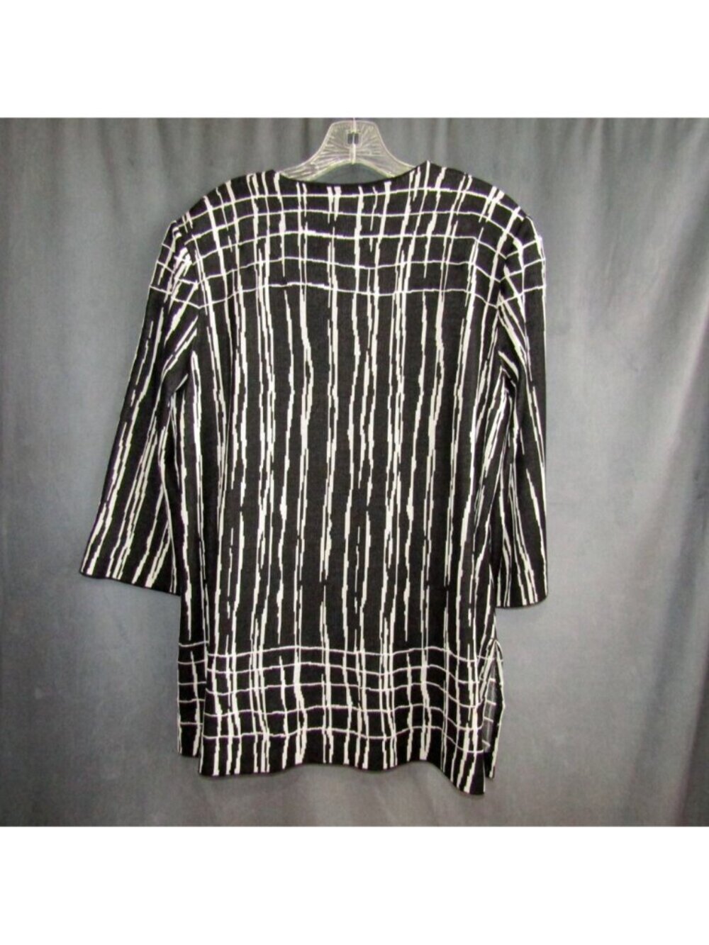 Ming Wang Black White Abstract Stripe Knit Jacket Tank Dress Set Size XL Classic - Picture 13 of 16